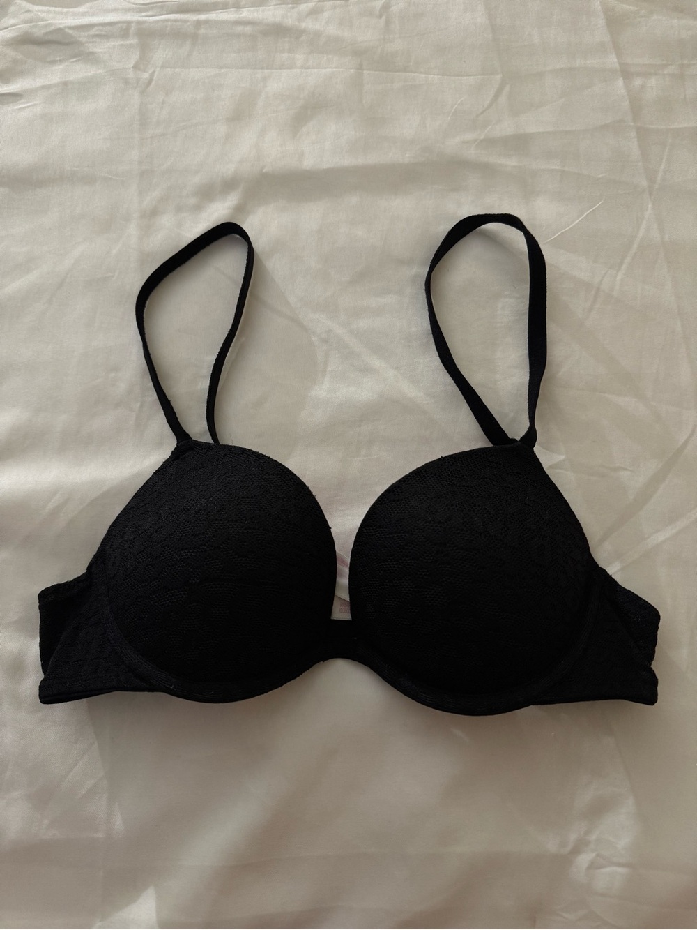 PINK Victoria's Secret Black Lace Push-Up Bra